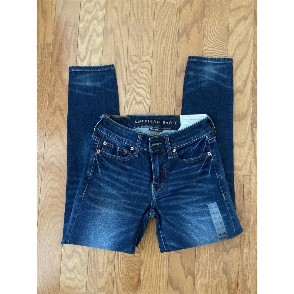 American Eagle Jeans Womens Blue Denim Next Level Flex Mid Rise Jeans Size 26